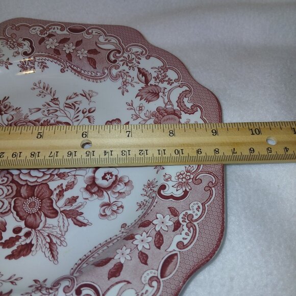 The Spode Archive Collection Blue Rose Plate Cranberry 9.5" Preowned EUC England - Picture 7 of 16